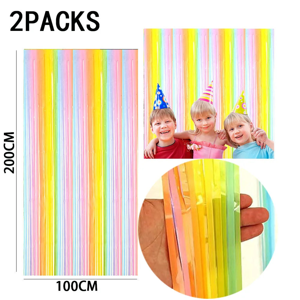 rideau franges métalliques couleurs vives mariage anniversaire décoration festive adhésif pack deux