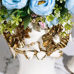 vase decoratif fleurs relief hermetique couvercle blanc or table maison