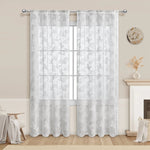 rideau moderne polyester transparent papillons fleurs blancs salon chambre coucher