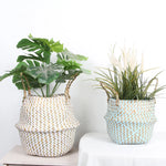 Panier de rangement en osier naturel couleur rose style Boho