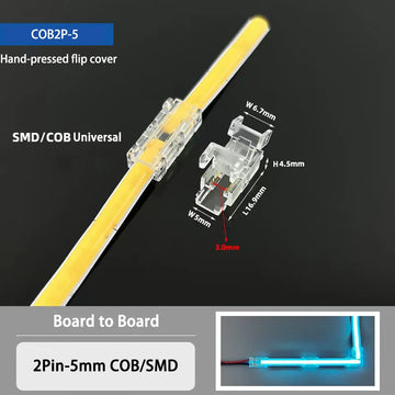 connecteur ruban led cob transparent jaune moderne clips câbles noirs rouges 5v 24v 10mm