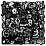 autocollants gothiques noirs blancs squelettes yeux roses lunes serpents adhésifs collection 14ans+ set50