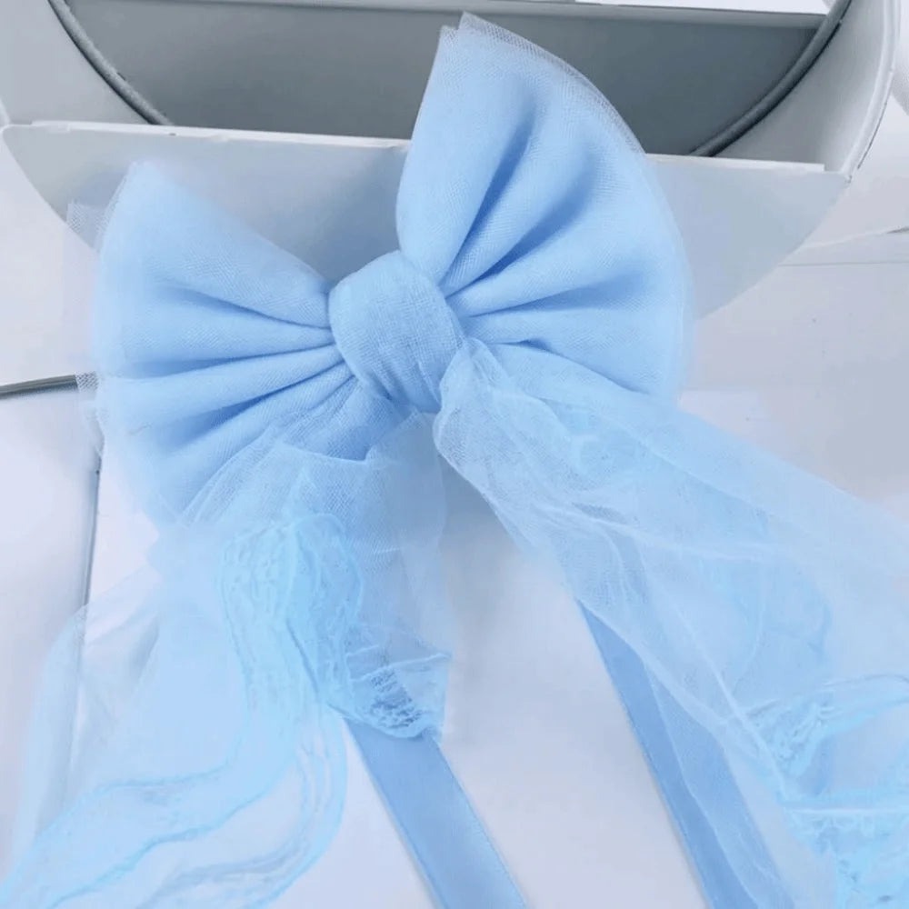 attaches rideau tulle dentelle bow décoratif romantique shabby chic blanc rose vif rouge vert