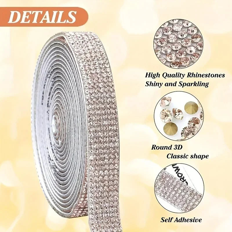 ruban strass décoratif adhésif vert noir violet blanc rose beige rouge classique 3d strass