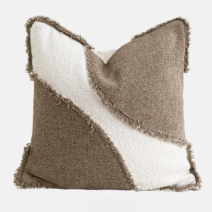 taies d'oreiller géométriques polyester doux moderne beige blanc maison hospitalière