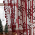 rideaux floral roses translucides décoration noël tringle salon