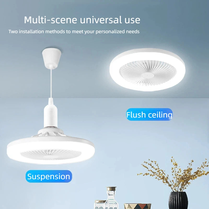 ventilateur lampe led blanc moderne télécommande ventilation arrière grille minimaliste
