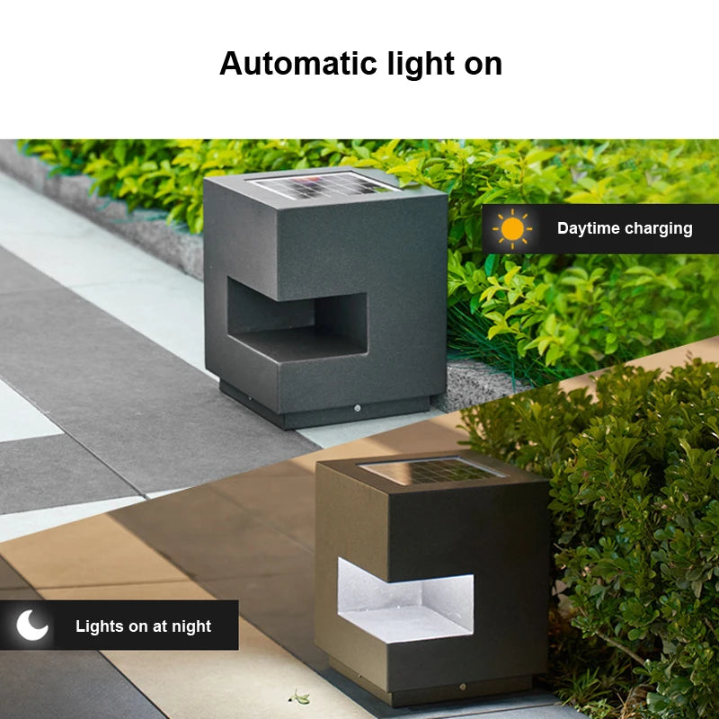 lampe solaire jardin led gris moderne ip65 autonome flux lumineux moins soixante