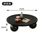 table basse ronde moderne pieds sphériques diamètre 75cm noir blanc cassé tulipes roses fleurs
