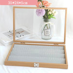 boîte bijoux bois naturel moderne boucles doreilles cadenas 35x24x5cm organisateur rangement transparent grille