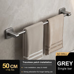 porte serviettes mural gris lisse double barre 30 40 50cm moderne minimaliste fixations murales