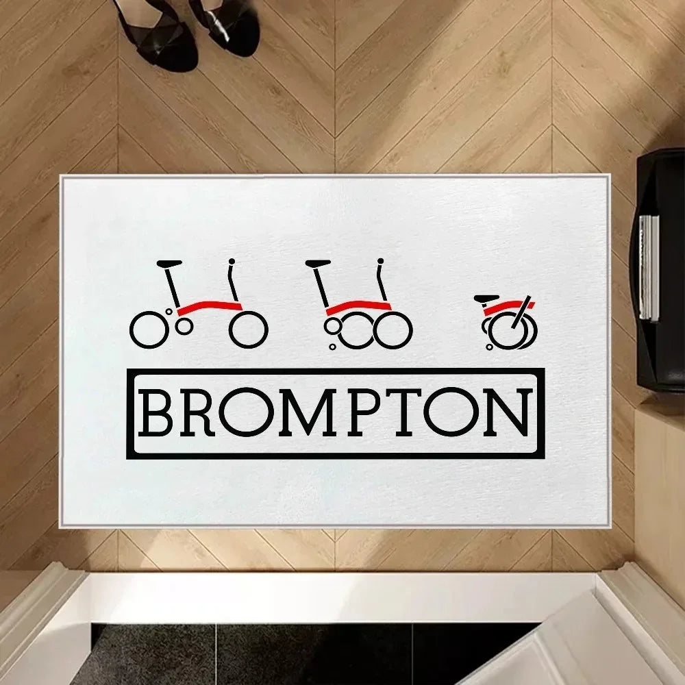 tapis noir blanc bleu rouge anti dérapant vélos stylisés brompton junction travel moderne entrée