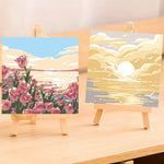 tableau peindre numéros fleurs paysage moderne peinture acrylique décoration intérieure papier support bois pinceaux