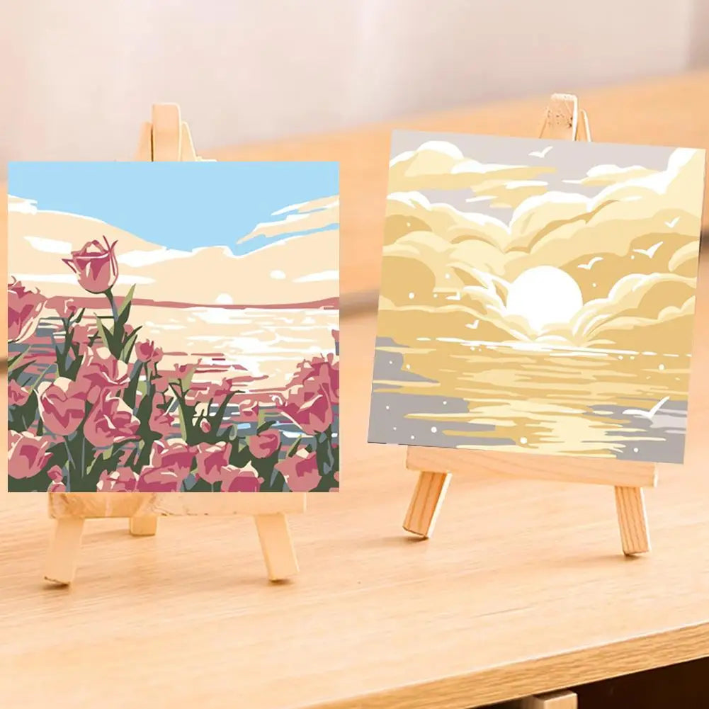 tableau peindre numéros fleurs paysage moderne peinture acrylique décoration intérieure papier support bois pinceaux
