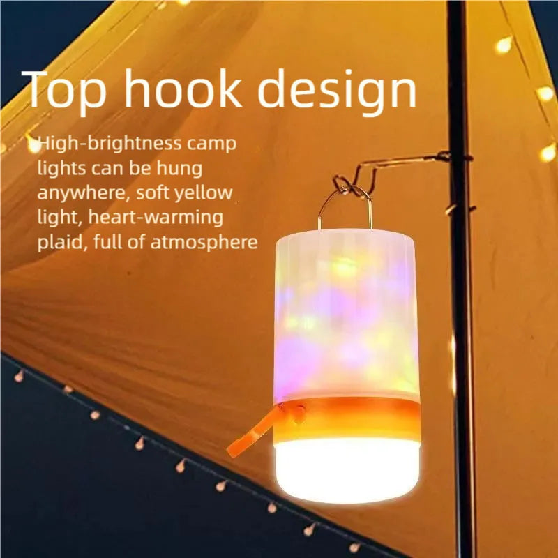 guirlande lumineuse multicolore camping portable lampe tente extérieure ambiance rgb rechargeable led festive