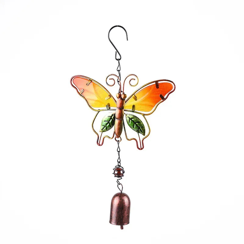 colibris libellules suspendus transparents métal verre peint oiseaux décoratifs cloches chaînes motifs floraux