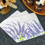 serviettes papier violet lavande motifs texturés cupcakes fleurs séchées décoration champêtre table festive