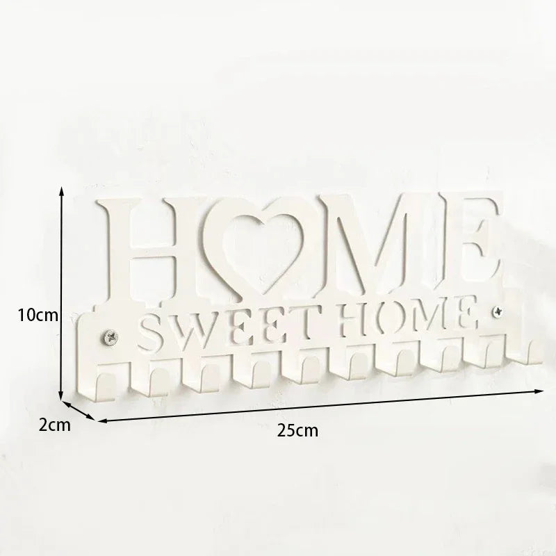 porte clés mural décoratif lettres cœur noir blanc moderne adhésif clés télécommande pendentifs