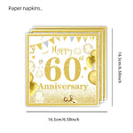 serviettes papier blanc doré anniversaire chiffres étoiles ballons textes festives 18 20 30 40