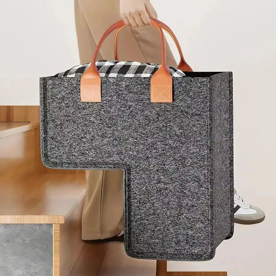 panier rangement forme gris poignées cuir moderne livres jouets