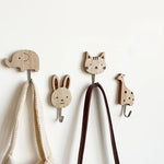 porte sacs animaux dessin animé bois naturel adhésif moderne décoration maison chambre