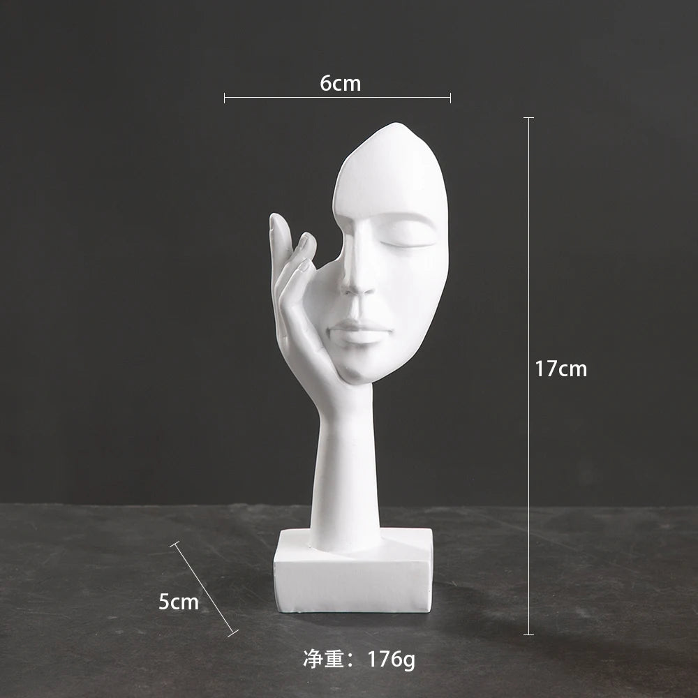 statuettes décoratives visage humain noir blanc doré modernes minimalistes abstraites contemporaines base carrée livres