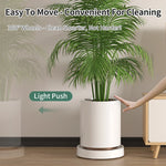 support plante rotatif blanc moderne tiroir drainage roues