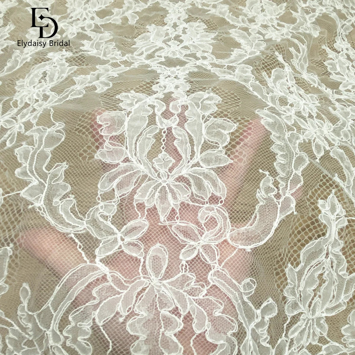 dentelle 3D florale blanc mariage tulle polyestère ajouré classique 3mètres