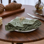 serviette table verte rose beige bleu jaune volants décorative polyestère brillante