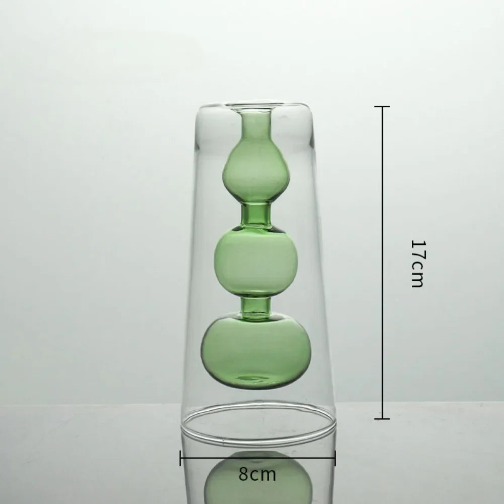 vases décoratifs modernes verre transparent couleur rose violet vert jaune bleu formes organiques arrondies