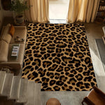tapis moderne léopard polyester polypropylène beige noir marron salon chambre extérieur