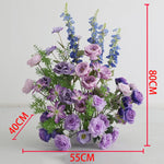 arches décoratives florales artificielles violettes roses romantiques mariageintérieur bouquets fleurs variées texturées