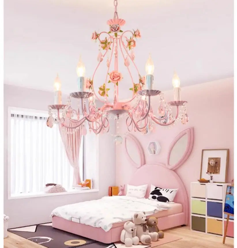 lustre moderne rose cristal fleurs classique romantique suspension chaîne semi encastrée đèn chùm