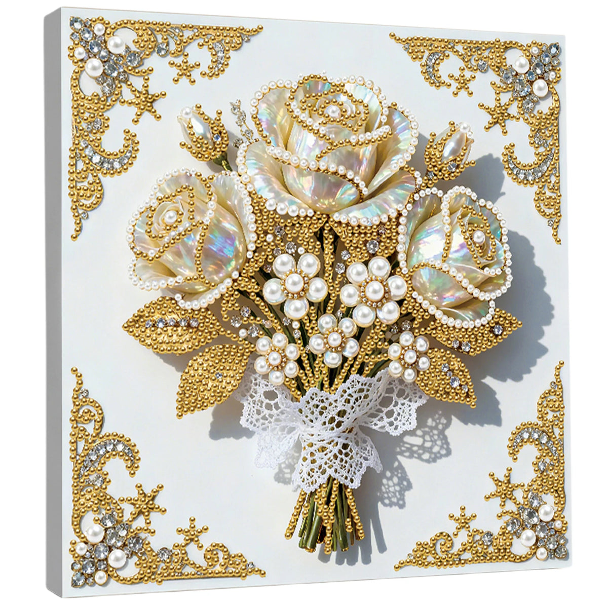 tableau décoratif peinture strass papillons lune étoiles floral contemporain débutant artisanal 25x25cm