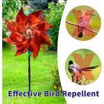 décoration jardin moulin vent rouge jaune vert pailleté moderne effarer oiseaux