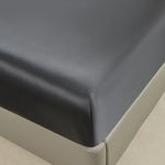 housse lit adulte polyester élastique solide noir moderne ajustable grande taille