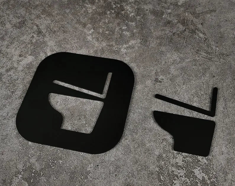 plaque signalisation porte toilettes acrylique noire symbole wc adhésif mural salle bain moderne