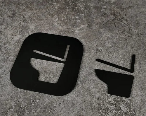 plaque signalisation porte toilettes acrylique noire symbole wc adhésif mural salle bain moderne