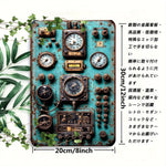 panneau contrôle vintage steampunk bleu vert doré métal vieilli émail noir