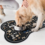 tapis antidérapant chien motifs pattes os moderne gris beige noir