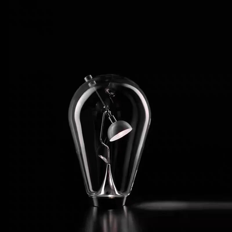 lampe table led transparente moderne minimaliste interrupteur tactile base métal chromé