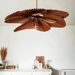 suspension lumineuse moderne feuilles plissées marron ampoule led encastrée pince suspension lumière naturelle chambre