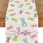 table pâques lapins fleurs happy easter multicolore rectangulaire festive imperméable polyester déco festive