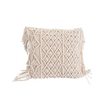 coussin tissé main bohème motif géométrique beige carré coton décoratif lit simple opacité sans