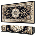 tapis noir floral géométrique classique grande taille haute qualité caoutchouc durable usage quotidien