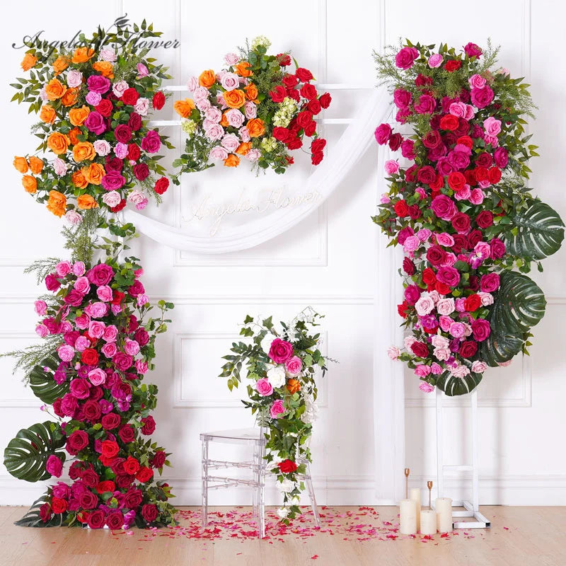 Arche décorative mariage fleurs artificielles rose rouge verte anniversaire baby showerextérieur classique festif