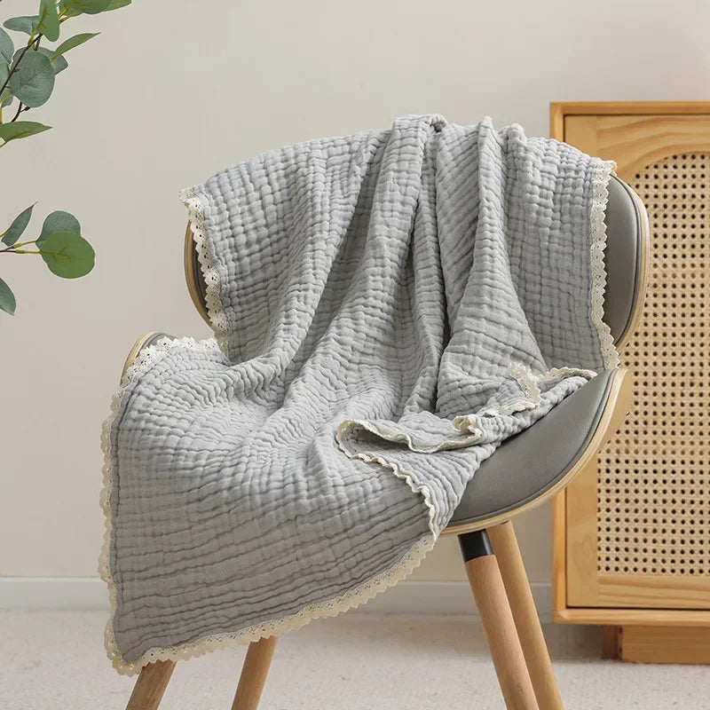couverture bébé coton douce moderne plissée opaque beige gris vert blanc rose