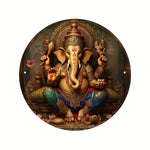Décoration murale ronde ornement Ganesha semi translucide 20cm dia fixations