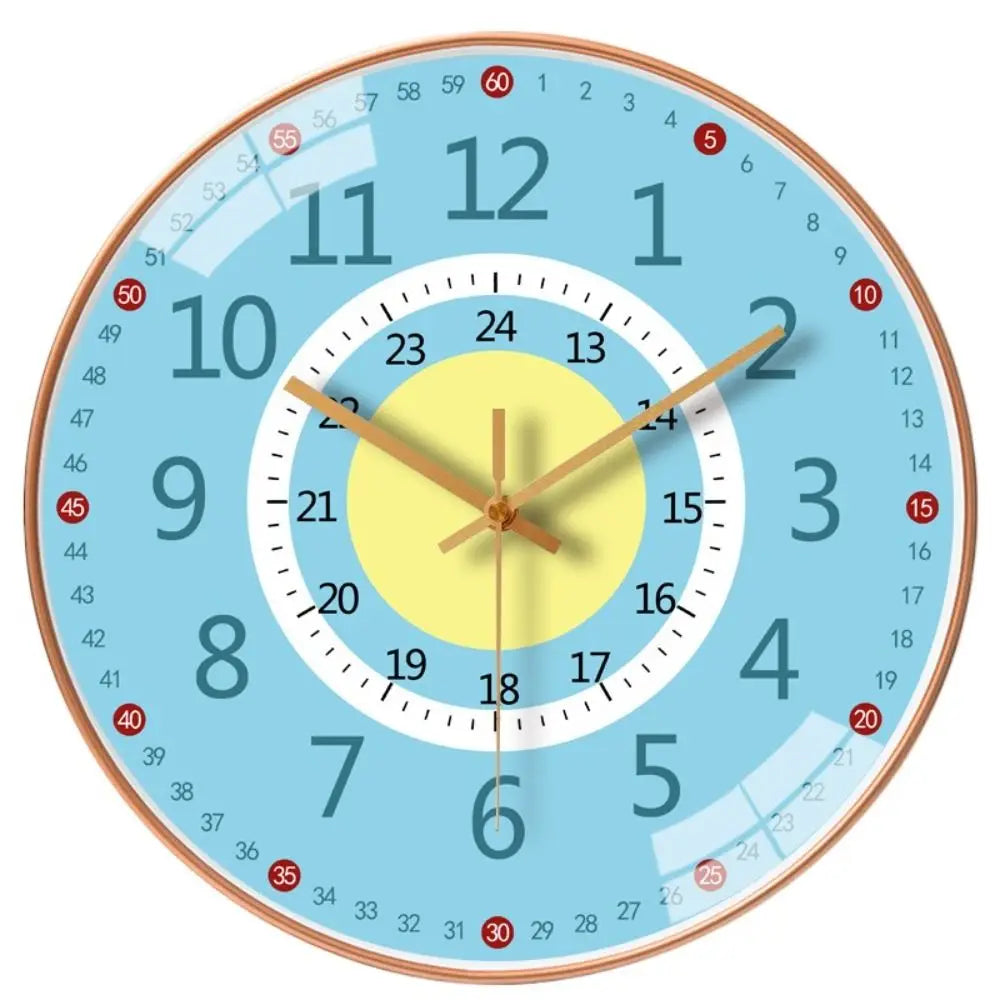 horloge murale silencieuse apprentissage dessin animé colorée enfants sections colorées motifs