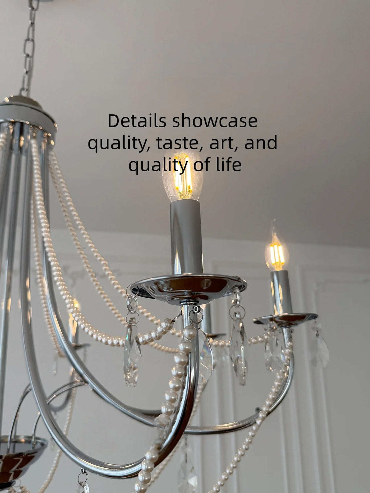 lustre cristal transparent blanches classique gris métallisé blanc ampoules E14